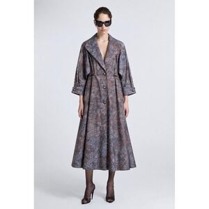 Kristen Blake Trench Coat Womens 16 Purple Brown Leopard Print Vintage Longline
